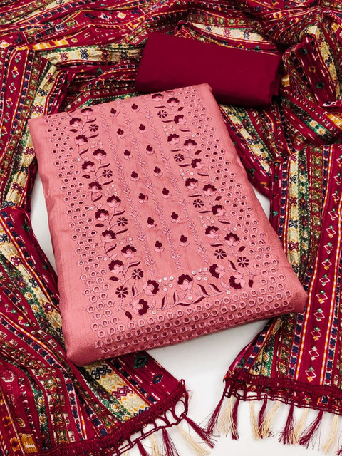 KALINI Floral Embroidered Unstitched Dress Material