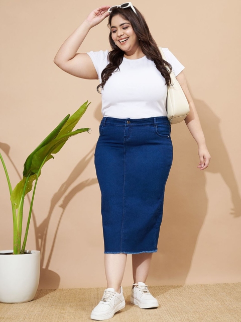 Purple Feather Pencil Midi Skirt - Image 6