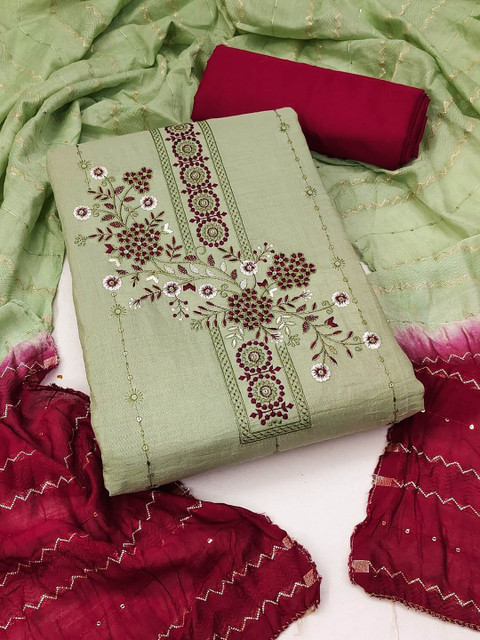 LeeliPeeri Designer Embroidered Unstitched Dress Material