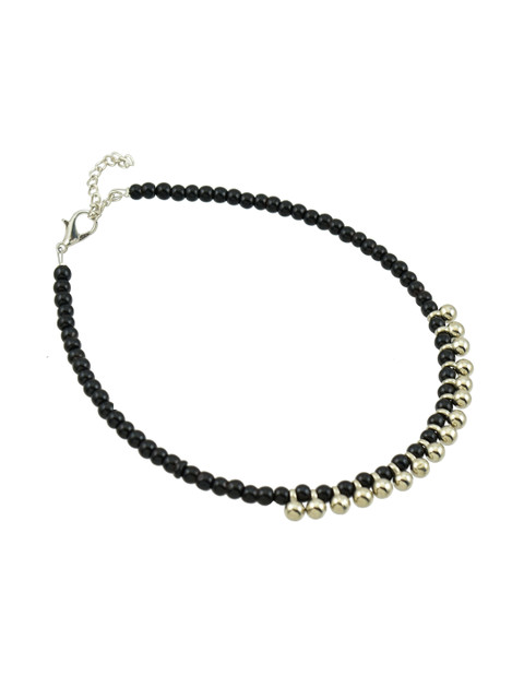 HIGH TRENDZ Silver-Plated Artificial Beads Anklet