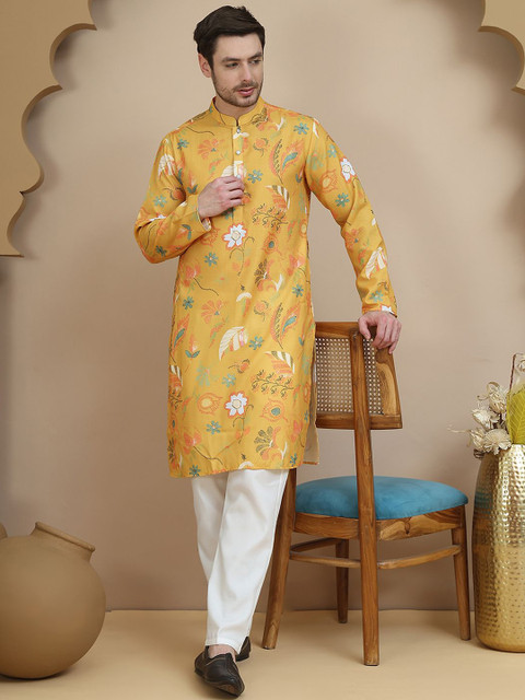 Anouk Rustic Men Floral Printed Regular Kurta with Pyjamas