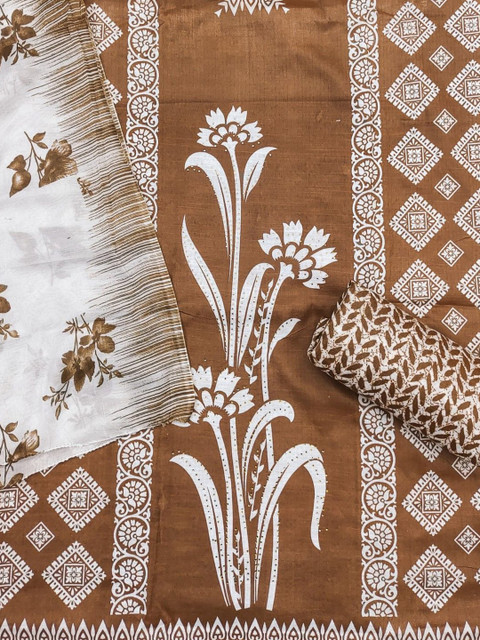 KALINI Floral Printed Cotton Unstitched Dress Material - Image 4