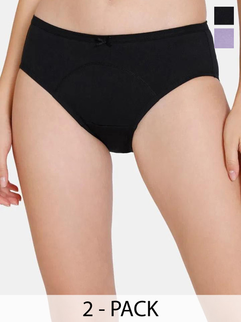 Zivame Pack Of 2 Hipster Briefs ZI28E6-Black Lavendar