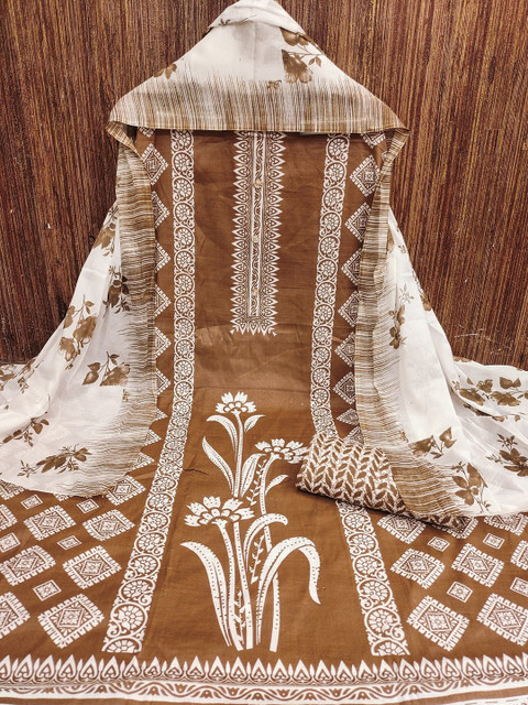 KALINI Floral Printed Cotton Unstitched Dress Material - Image 2