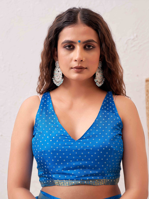 HERE&NOW Bandhani Zari Silk Blend Bandhani Saree - Image 6
