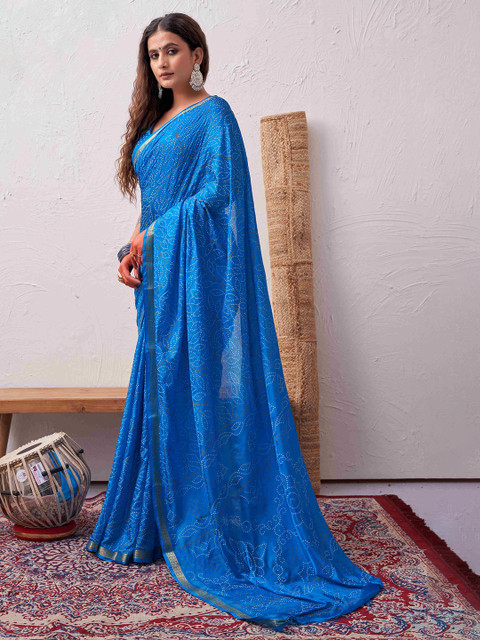 HERE&NOW Bandhani Zari Silk Blend Bandhani Saree - Image 2