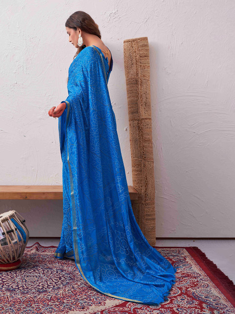 HERE&NOW Bandhani Zari Silk Blend Bandhani Saree - Image 3