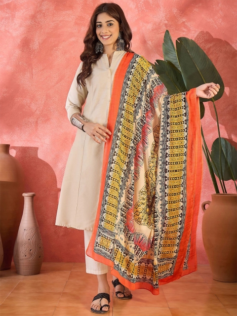 Sangria Floral Printed Cotton Dupatta
