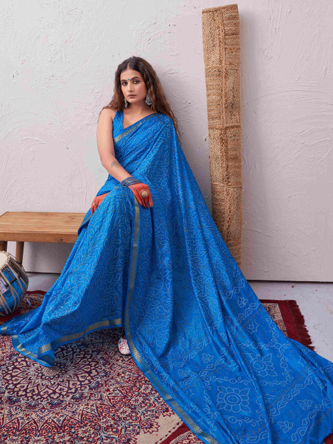 HERE&NOW Bandhani Zari Silk Blend Bandhani Saree - Image 4
