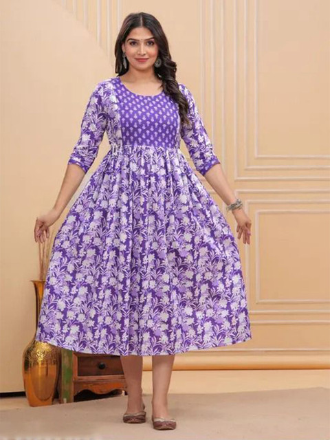 TROPWEAR Women Floral Printed Maternity Anarkali Kurta