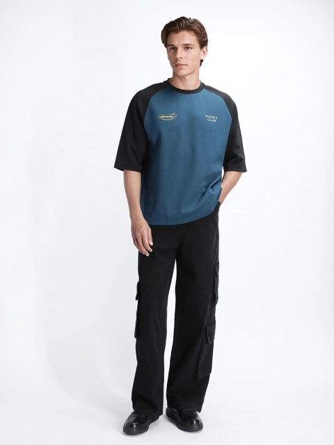 RARE RABBIT Men Graphic Printed Round Neck Cotton Oversized T-shirt