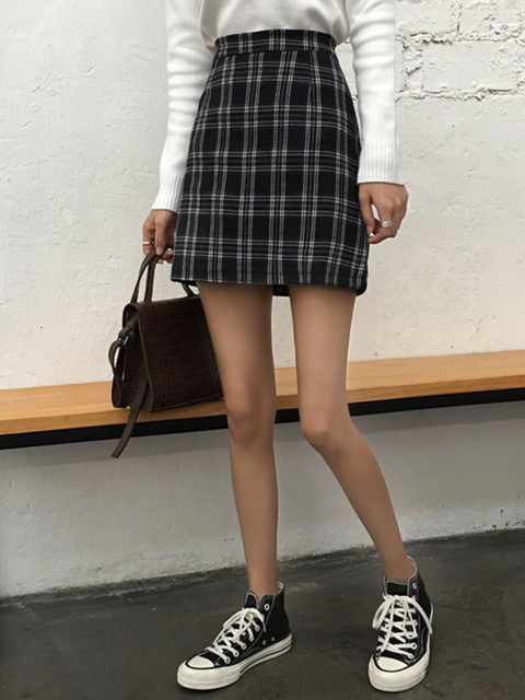 HERE&NOW Checked A-Line Knee Length Skirt