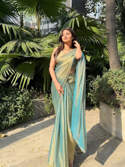 HERE&NOW Women Solid Embroidered Organza Ilkal Saree