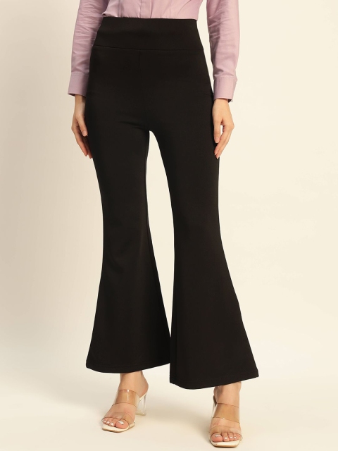 DressBerry Women Smart Slim Fit High-Rise Bootcut Trousers