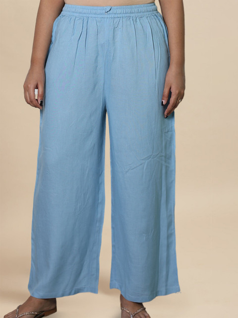 myplusfashion Women Plus Size Wide Leg Palazzos