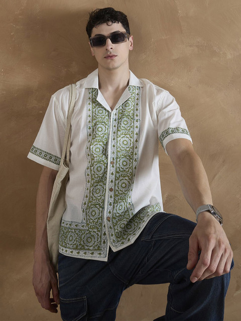 DENNISON Hand Block Printed Oversized Casual Shirt