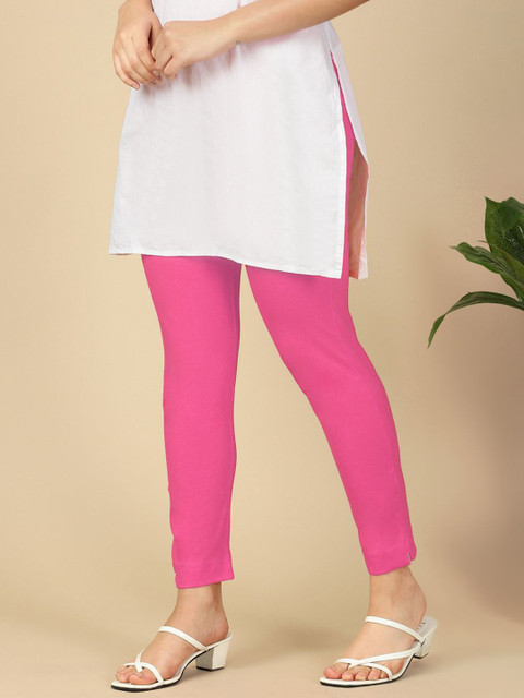 PYNK Women Mid-Rise Ankle-Length Leggings with Pocket