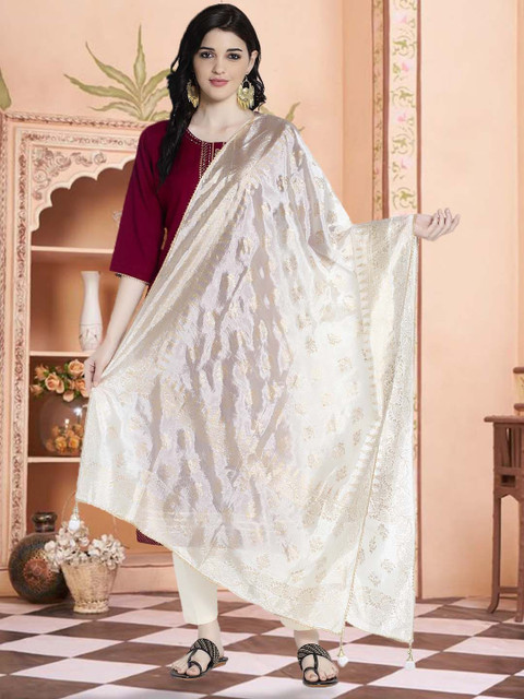 Moda Rapido Floral Printed Gotta Patti Silk Dupatta