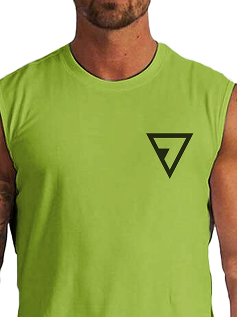 3Colors Men Round Neck Printed Gym Vest - Image 4