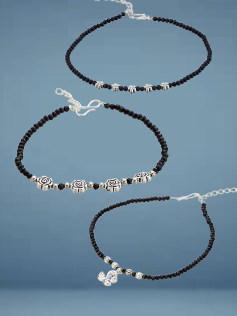 ATIBELLE Silver-Plated Artificial Stones and Beads Anklet