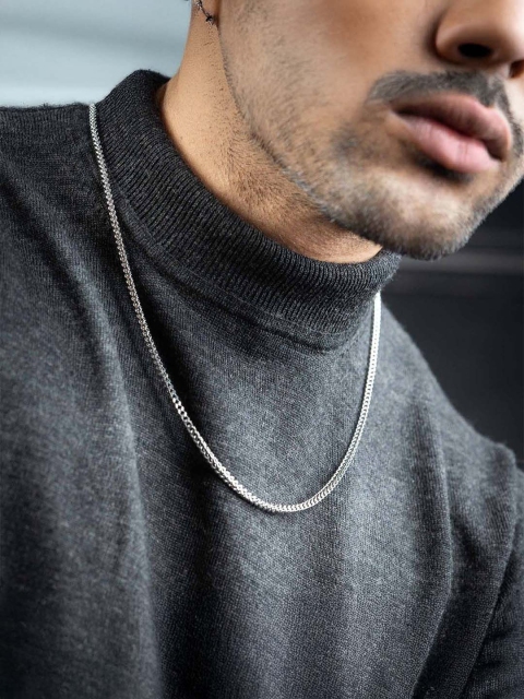 Mesmerize Men Silver-Plated Stainless Steel Minimal Chain