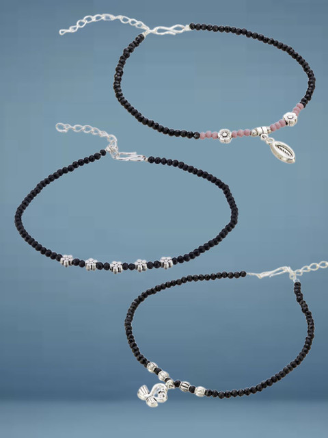 ATIBELLE Silver-Plated Artificial Stones and Beads Anklet