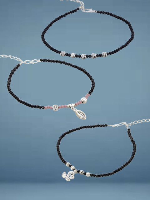 ATIBELLE Silver-Plated Artificial Stones and Beads Anklet