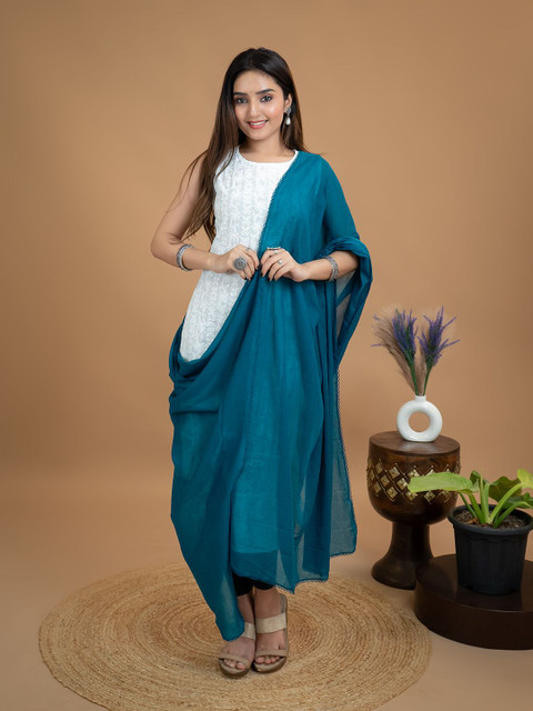 HELLA FASHIONS Cotton Dupatta WIth Taping Border