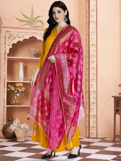 Moda Rapido Floral Printed Gotta Patti Dupatta - Image 3