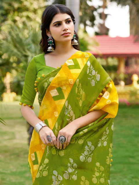 KALINI Ethnic Motifs Block Print Saree - Image 3