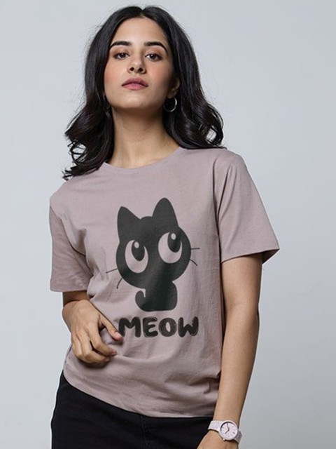 LoveDky Graphic Printed Round Neck Cotton T-shirt