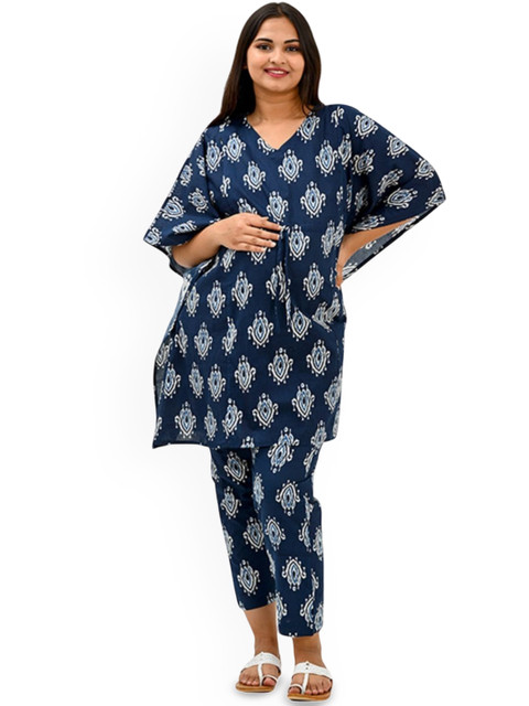 30 Looks Women Floral Printed Regular Pure Cotton Kurta with Trousers