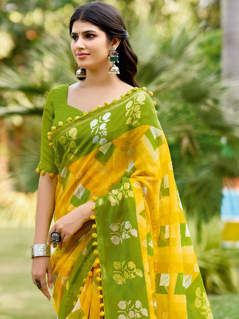 KALINI Ethnic Motifs Block Print Saree - Image 2