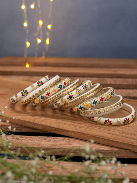 Taasha Craft Set Of 10 Handcrafted Cotton Thread Bangles