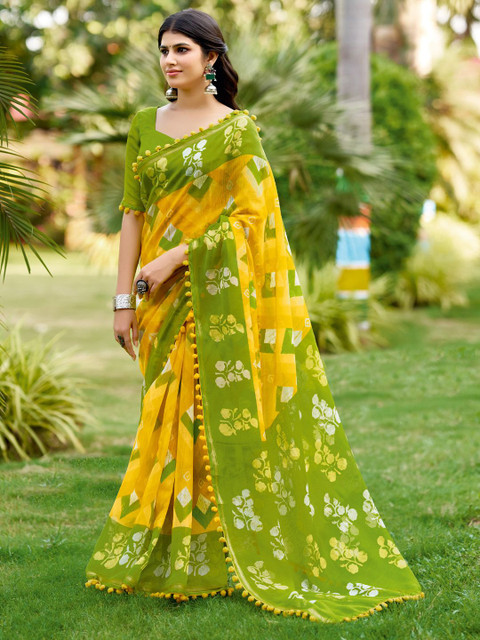 KALINI Ethnic Motifs Block Print Saree