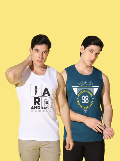 WOOSTRO Men Pack of 2 Typography Printed Round Neck T-shirts - Image 6