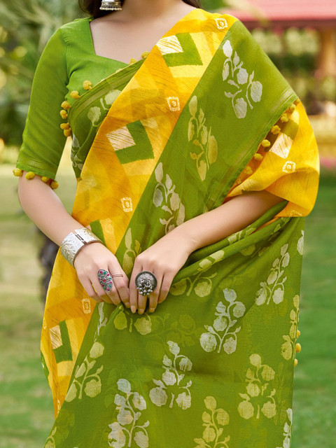 KALINI Ethnic Motifs Block Print Saree - Image 4