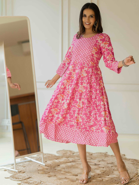 KALINI Women Floral Printed Daily Cotton Anarkali Kurtas