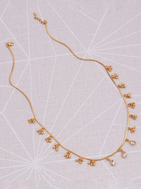 BELWICK Gold Plated Artificial Stones Studded Swaroski Doliya Necklace