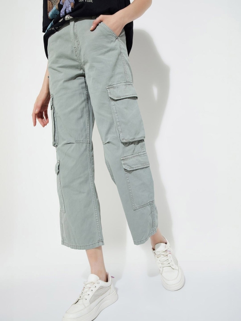 max Women Mid-Rise Cotton Cargos Trousers