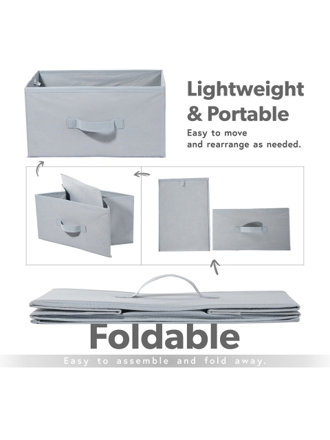 Kuber Industries Grey Set of 4 Non Woven Drawer Storage Foldable Cloth Storage Organisers - Image 6