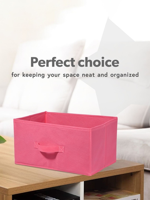 Kuber Industries Set of 3 Pink Non Woven Drawer Storage Foldable Cloth Storage Organisers - Image 4