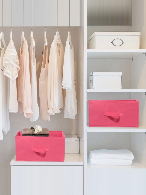 Kuber Industries Set of 3 Pink Non Woven Drawer Storage Foldable Cloth Storage Organisers - Image 3