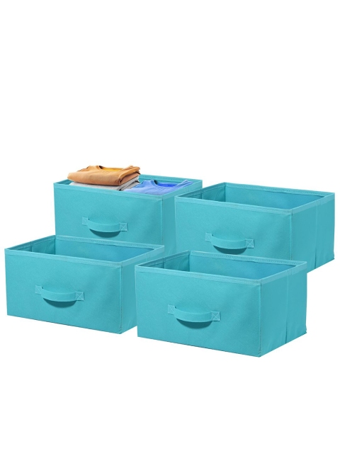Kuber Industries Green Set of 4 Non Woven Drawer Storage Foldable Cloth Storage Organisers