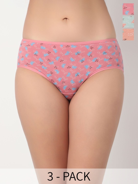 Juliet Pack Of 3 Floral Printed Mid-Rise Stretchable Hipster Briefs 7094-M