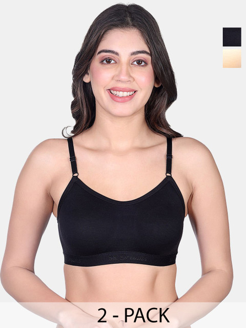 SKDREAMS Pack of 2 Full Coverage Solid Bra
