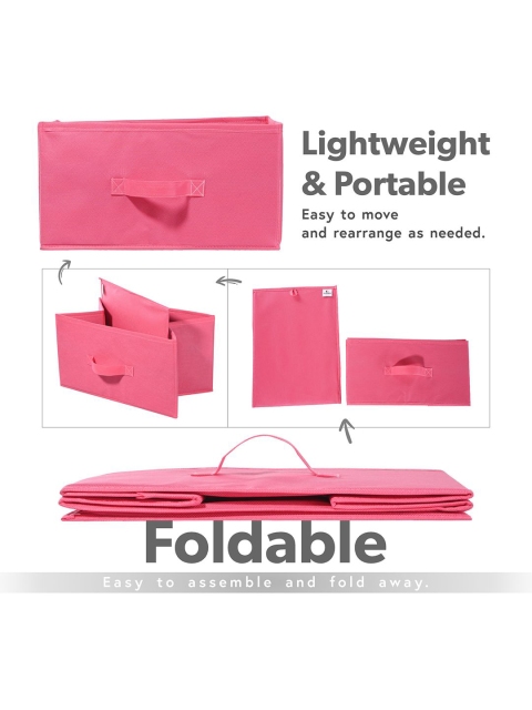 Kuber Industries Set of 3 Pink Non Woven Drawer Storage Foldable Cloth Storage Organisers - Image 6