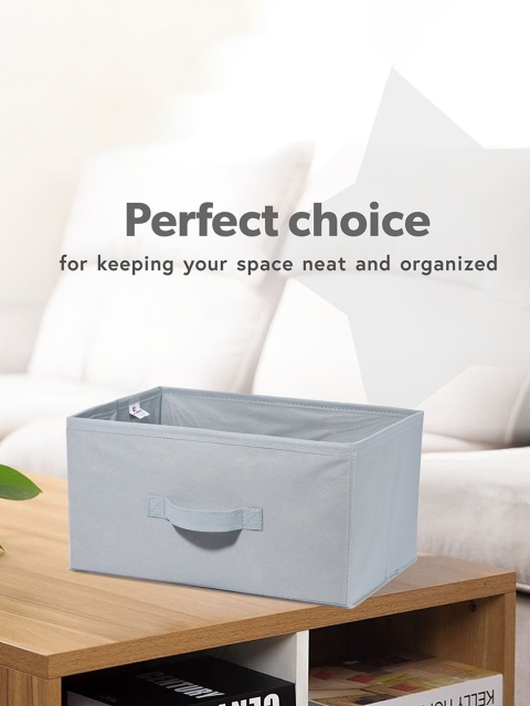 Kuber Industries Grey Set of 4 Non Woven Drawer Storage Foldable Cloth Storage Organisers - Image 4