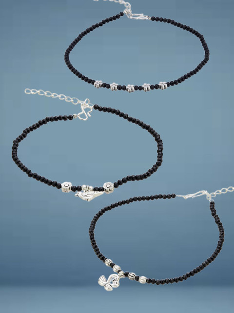 ATIBELLE Silver-Plated Artificial Stones and Beads Anklet