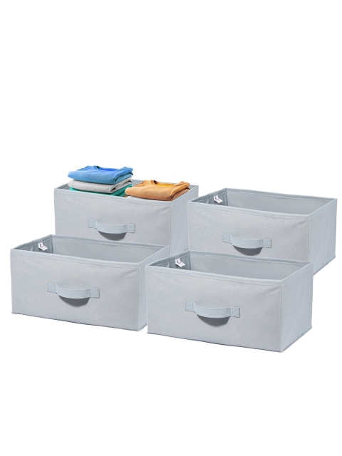 Kuber Industries Grey Set of 4 Non Woven Drawer Storage Foldable Cloth Storage Organisers